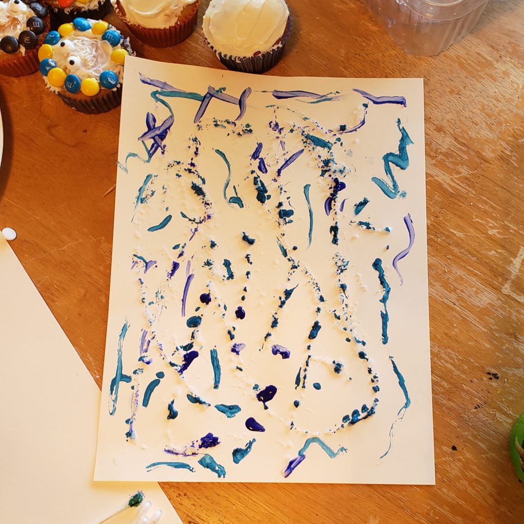 blue and white abstract salt painting