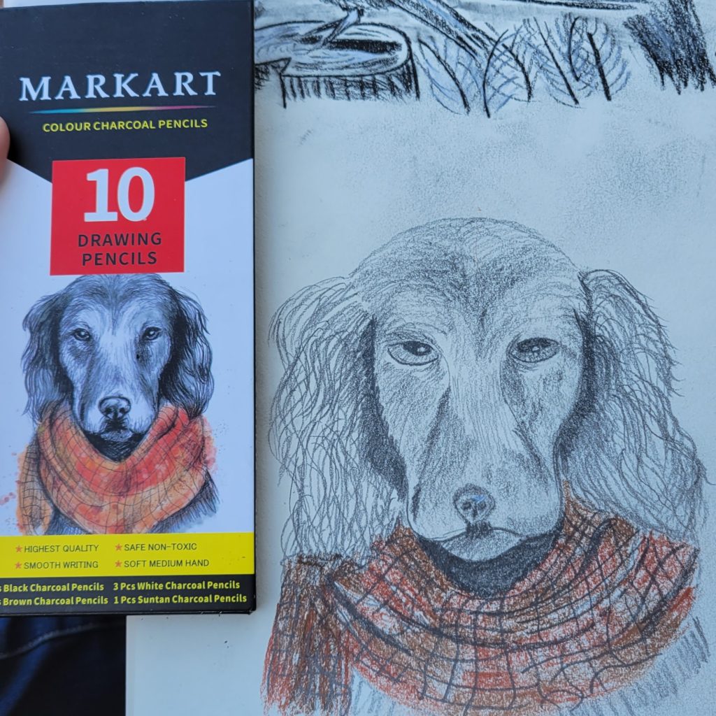 picture of dog with sketch recreating it